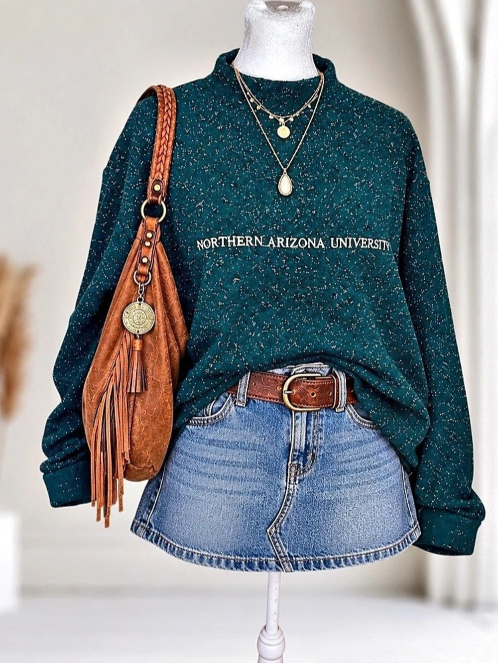 Sportica Northern Arizona University Speckled Mock Neck Sweatshirt Size L